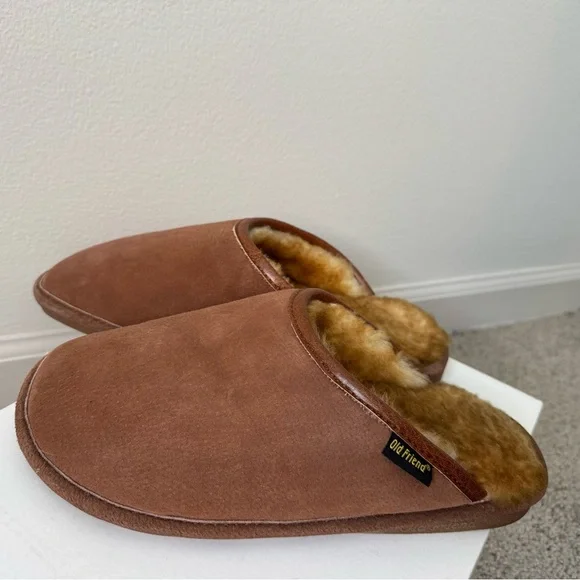 Old Friend Men’s Wide Sheepskin-lined Scuff Slipper Leather Size 9-10 - Picture 5 of 12